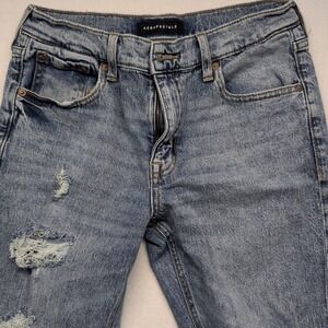 Aeropostale Jeans Womens 6 26x30.5 Blue Denim Stretch Distressed High Rise Flare